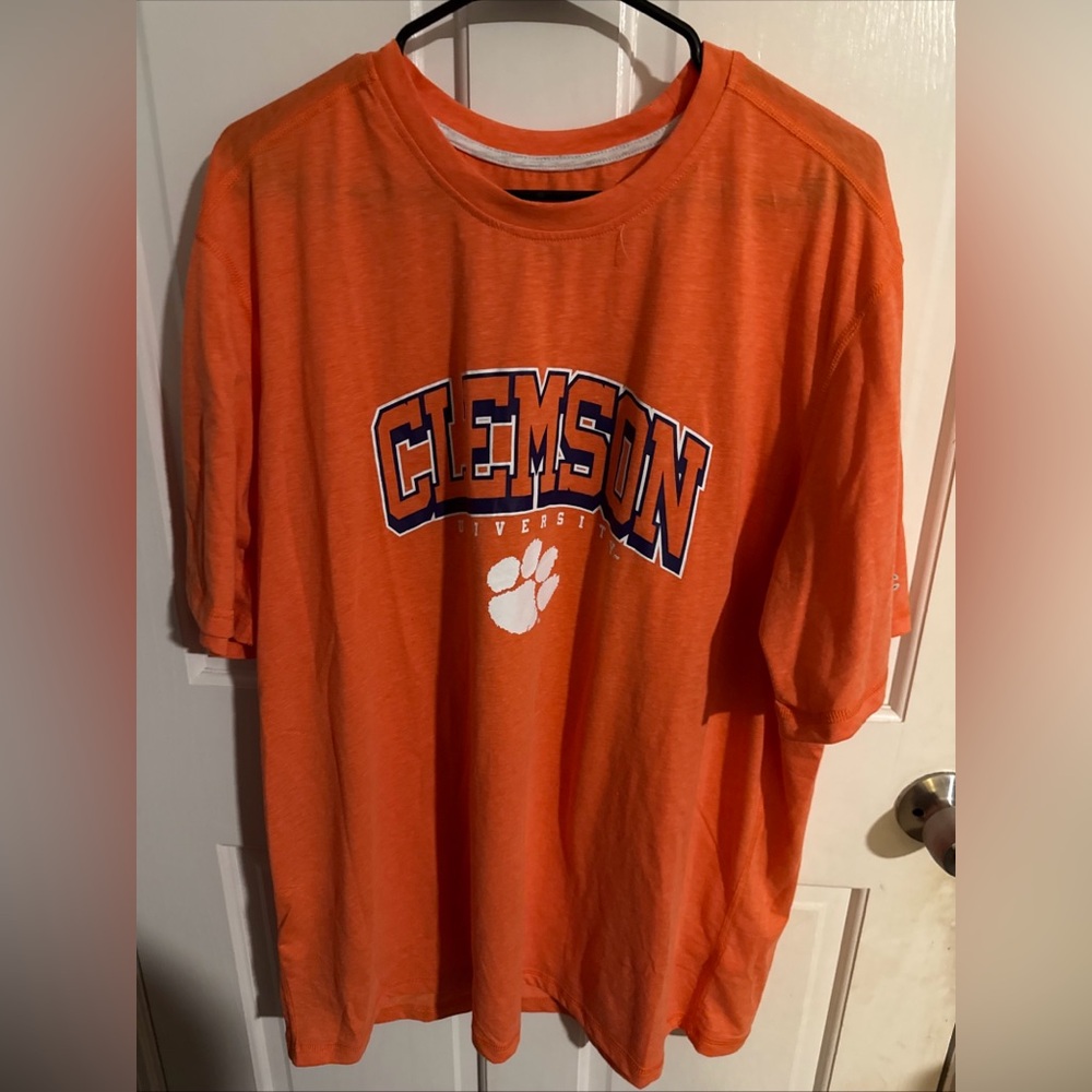 Champion Bright Orange Athletic Tee with Blue Logo